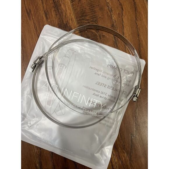 NWOT AC Infinity 2 Pack Stainless Steel 6” Duct Clamps - Picture 3 of 3